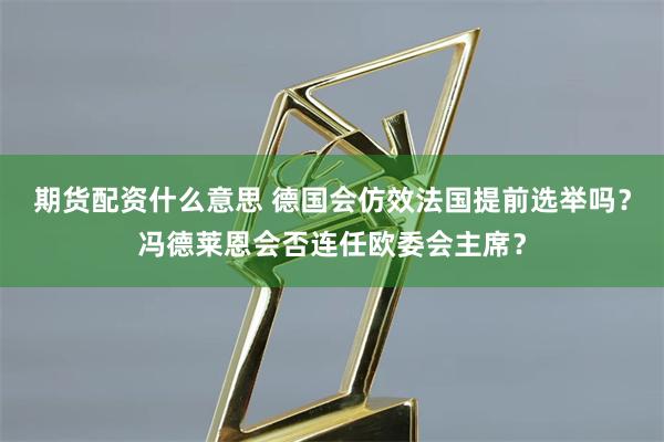 期货配资什么意思 德国会仿效法国提前选举吗？冯德莱恩会否连任欧委会主席？