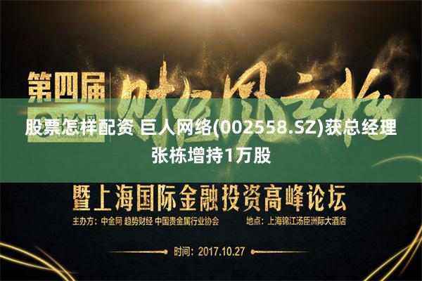 股票怎样配资 巨人网络(002558.SZ)获总经理张栋增持1万股